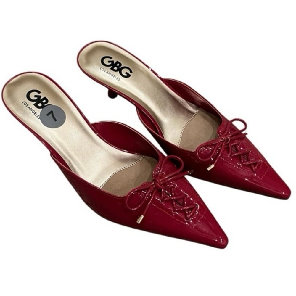 GBG Los Angeles Fuchsia Patent Mules Size 7